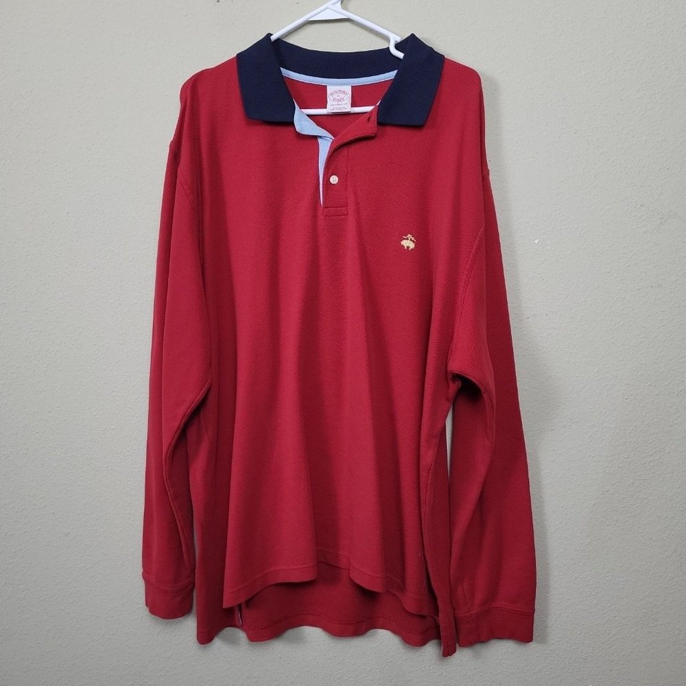 Brooks Brothers Men's XL Long Sleeve‎ Performance Polo Red Sweatshirt Bloke
